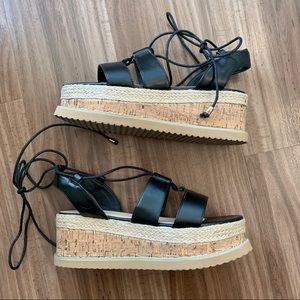 Lace up espadrille flatorm sandals US 8